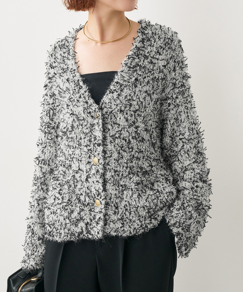 Spick & Span(スピックアンドスパン)の「チュールテープヤーンニットジャケット(ニット/セーター・レディース・ホワイト/ネイビー・FREE)」の8枚目の写真