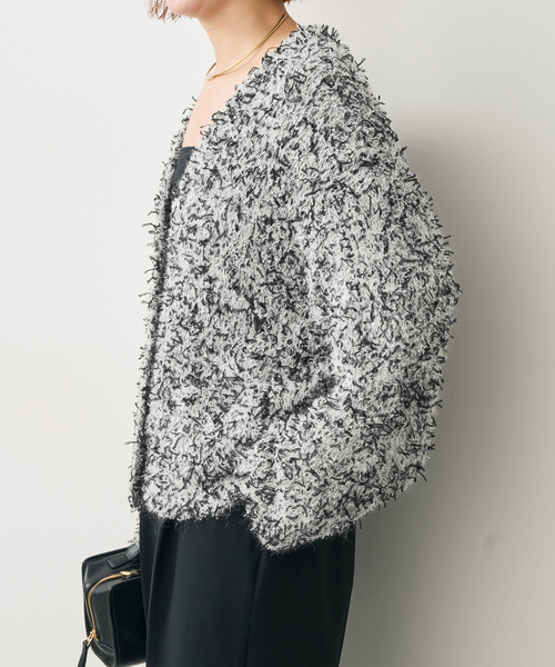 Spick & Span(スピックアンドスパン)の「チュールテープヤーンニットジャケット(ニット/セーター・レディース・ホワイト/ネイビー・FREE)」の10枚目の写真