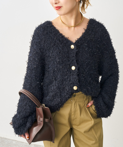 Spick & Span(スピックアンドスパン)の「チュールテープヤーンニットジャケット(ニット/セーター・レディース・ホワイト/ネイビー・FREE)」の14枚目の写真