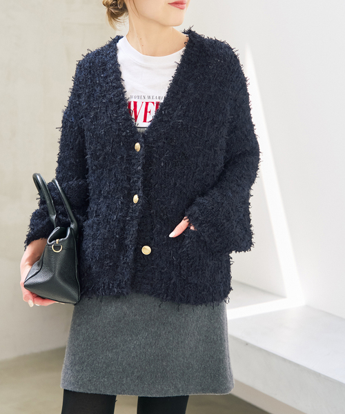 Spick & Span(スピックアンドスパン)の「チュールテープヤーンニットジャケット(ニット/セーター・レディース・ホワイト/ネイビー・FREE)」の17枚目の写真