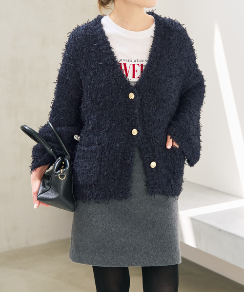 Spick & Span(スピックアンドスパン)の「チュールテープヤーンニットジャケット(ニット/セーター・レディース・ホワイト/ネイビー・FREE)」の18枚目の写真