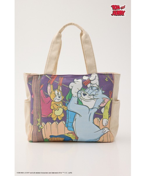 RODEO CROWNS WIDE BOWL(ロデオクラウンズワイドボウル)の「(TOM AND JERRY)デニムドッキングトート(トートバッグ・レディース・ブルー/オフホワイト/ブラウン・FREE)」の2枚目の写真