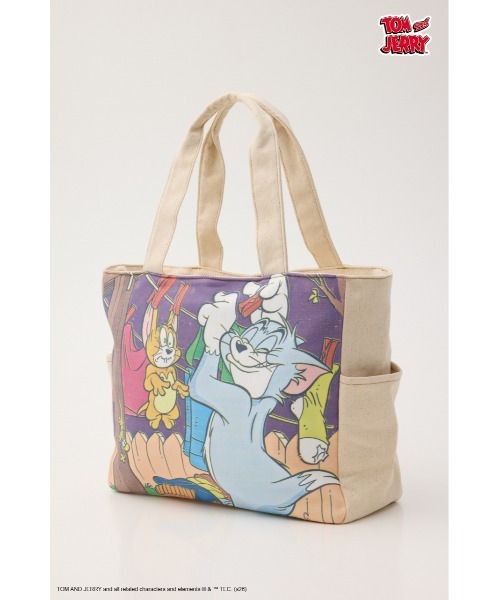 RODEO CROWNS WIDE BOWL(ロデオクラウンズワイドボウル)の「(TOM AND JERRY)デニムドッキングトート(トートバッグ・レディース・ブルー/オフホワイト/ブラウン・FREE)」の8枚目の写真