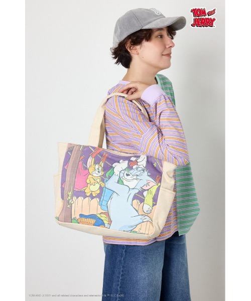 RODEO CROWNS WIDE BOWL(ロデオクラウンズワイドボウル)の「(TOM AND JERRY)デニムドッキングトート(トートバッグ・レディース・ブルー/オフホワイト/ブラウン・FREE)」の12枚目の写真