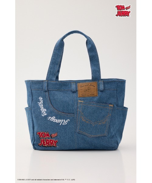 RODEO CROWNS WIDE BOWL(ロデオクラウンズワイドボウル)の「(TOM AND JERRY)デニムドッキングトート(トートバッグ・レディース・ブルー/オフホワイト/ブラウン・FREE)」の15枚目の写真