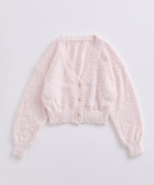 OLIVE des OLIVE（オリーブデオリーブ）の「フェザーカーディガン（カーディガン/ボレロ・レディース・ピンク/ミント/オフホワイト/ブラック/サックスブルー・FREE）」の5枚目の写真