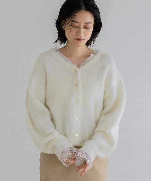 A part by（アパートバイ）の「【WEB限定】5Gレースツキカーディガン（カーディガン/ボレロ・レディース・ライトグレー/ブラック/オフホワイト/サンドベージュ/ライトパープル・FREE）」の6枚目の写真
