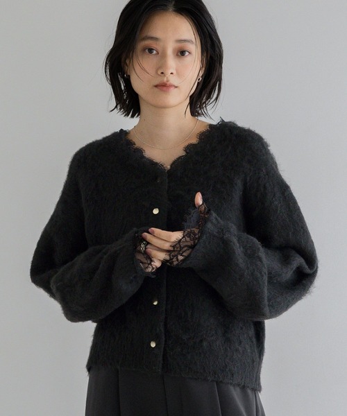 A part by（アパートバイ）の「【WEB限定】5Gレースツキカーディガン（カーディガン/ボレロ・レディース・ライトグレー/ブラック/オフホワイト/サンドベージュ/ライトパープル・FREE）」の10枚目の写真