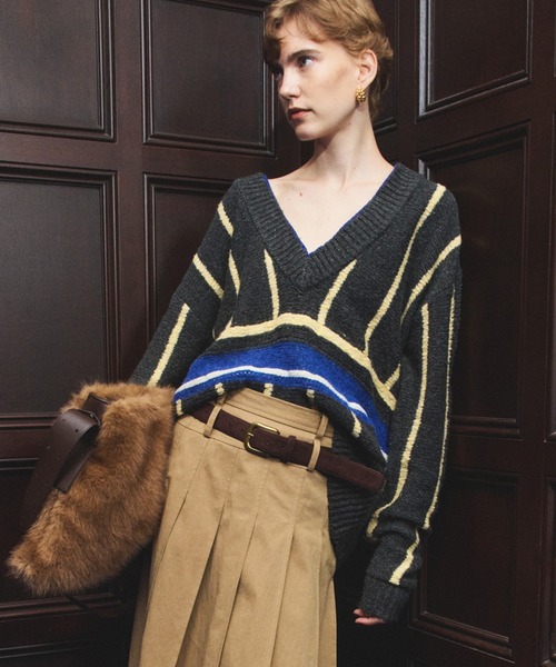 MAISON SPECIAL(メゾンスペシャル)の「【26WINTER PRE-ORDER】Stripe Tilden Knit/ストライプチルデンニット(ニット/セーター・レディース・ホワイト/ブラック/グレー・FREE)」の3枚目の写真