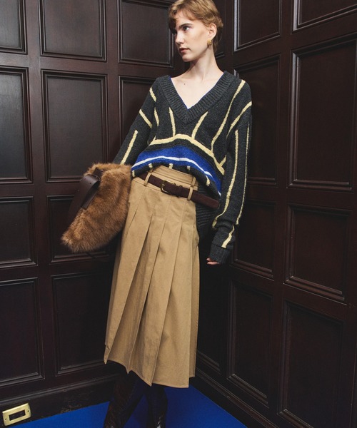MAISON SPECIAL(メゾンスペシャル)の「【26WINTER PRE-ORDER】Stripe Tilden Knit/ストライプチルデンニット(ニット/セーター・レディース・ホワイト/ブラック/グレー・FREE)」の4枚目の写真