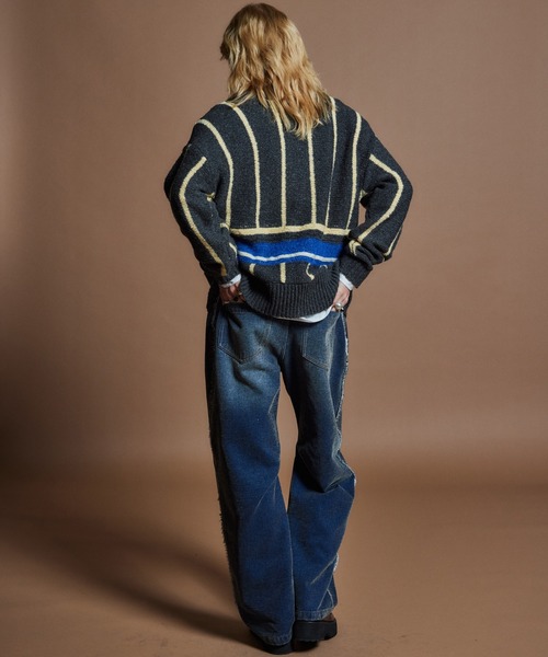 MAISON SPECIAL(メゾンスペシャル)の「【26WINTER PRE-ORDER】Stripe Tilden Knit/ストライプチルデンニット(ニット/セーター・レディース・ホワイト/ブラック/グレー・FREE)」の6枚目の写真