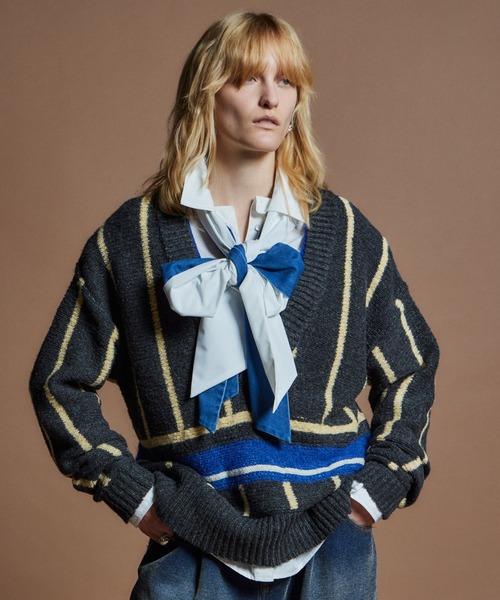 MAISON SPECIAL(メゾンスペシャル)の「【26WINTER PRE-ORDER】Stripe Tilden Knit/ストライプチルデンニット(ニット/セーター・レディース・ホワイト/ブラック/グレー・FREE)」の8枚目の写真