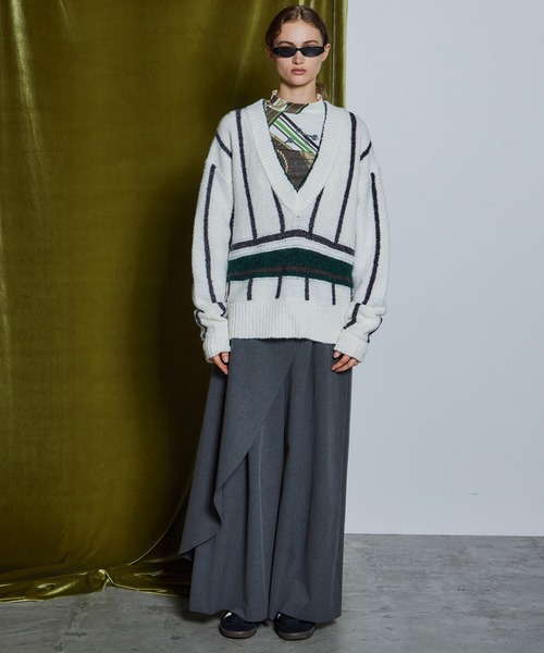 MAISON SPECIAL(メゾンスペシャル)の「【26WINTER PRE-ORDER】Stripe Tilden Knit/ストライプチルデンニット(ニット/セーター・レディース・ホワイト/ブラック/グレー・FREE)」の13枚目の写真