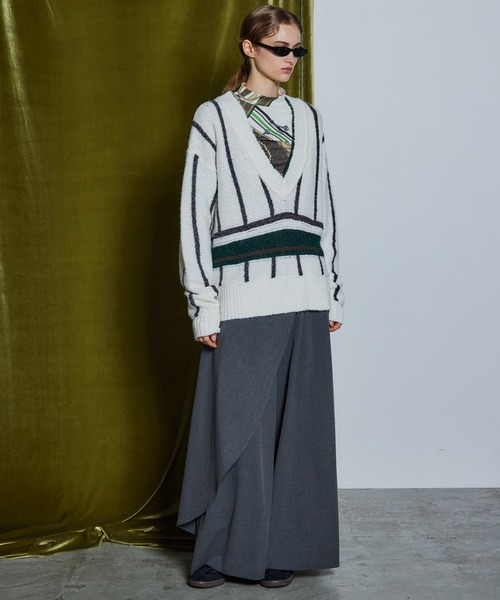 MAISON SPECIAL(メゾンスペシャル)の「【26WINTER PRE-ORDER】Stripe Tilden Knit/ストライプチルデンニット(ニット/セーター・レディース・ホワイト/ブラック/グレー・FREE)」の14枚目の写真
