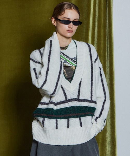 MAISON SPECIAL(メゾンスペシャル)の「【26WINTER PRE-ORDER】Stripe Tilden Knit/ストライプチルデンニット(ニット/セーター・レディース・ホワイト/ブラック/グレー・FREE)」の16枚目の写真