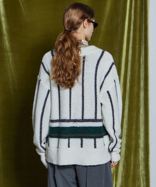 MAISON SPECIAL(メゾンスペシャル)の「【26WINTER PRE-ORDER】Stripe Tilden Knit/ストライプチルデンニット(ニット/セーター・レディース・ホワイト/ブラック/グレー・FREE)」の18枚目の写真