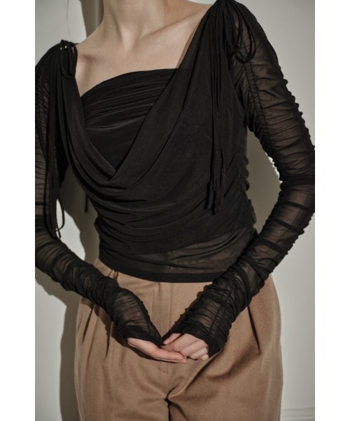ERADIE(エラディエ)の「Ribbon Shoulder Draped Top リボンショルダードレープTOP(その他トップス・レディース・アイボリー・FREE)」の12枚目の写真