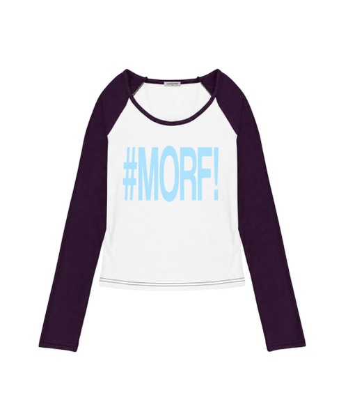 THEMORFHOUSE（ザモーフハウス）の「MORF タイポプリント配色 Uネック ロングスリーブ ネイビー（Tシャツ/カットソー・レディース・その他・MEDIUM）」の4枚目の写真
