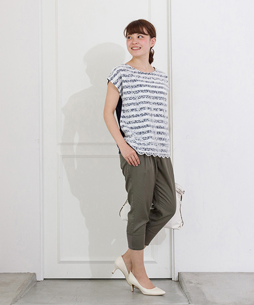 NATURAL BEAUTY BASIC（ナチュラルビューティーベーシック）の「【JJ 6月号掲載】テンセルリブパンツ（その他パンツ・レディース・ブラック/カーキ/ベージュ/ダークカーキ・LARGE/SMALL/MEDIUM/X-SMALL）」の5枚目の写真