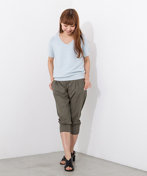 NATURAL BEAUTY BASIC（ナチュラルビューティーベーシック）の「【JJ 6月号掲載】テンセルリブパンツ（その他パンツ・レディース・ブラック/カーキ/ベージュ/ダークカーキ・LARGE/SMALL/MEDIUM/X-SMALL）」の6枚目の写真