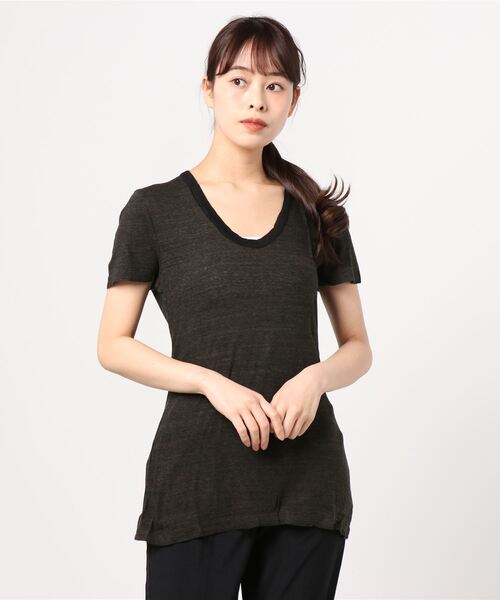 v::room（ヴィルーム）の「【V::ROOM 】ブイ ルーム/ high soft melange jersey  crew s/s（Tシャツ/カットソー・レディース・ブラック/ネイビー/チャコールグレー・XX-SMALL/SMALL/X-SMALL）」の2枚目の写真