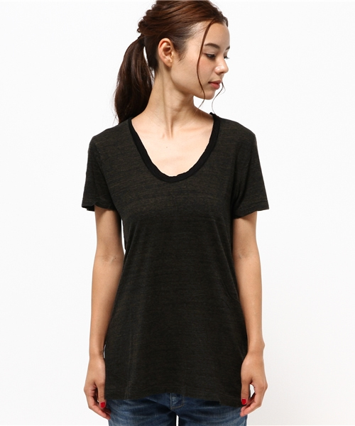 v::room（ヴィルーム）の「【V::ROOM 】ブイ ルーム/ high soft melange jersey  crew s/s（Tシャツ/カットソー・レディース・ブラック/ネイビー/チャコールグレー・XX-SMALL/SMALL/X-SMALL）」の4枚目の写真