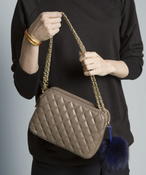 PLAIN CLOTHING（プレーンクロージング）の「スクエアダイヤ柄ステッチショルダーバッグ【PLAIN CLOTHING】（ショルダーバッグ・レディース・ベージュ/ブラック/ネイビー/グレー/ボルドー・FREE）」の19枚目の写真