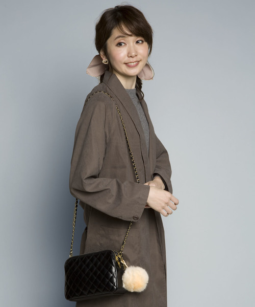 PLAIN CLOTHING（プレーンクロージング）の「スクエアダイヤ柄ステッチショルダーバッグ【PLAIN CLOTHING】（ショルダーバッグ・レディース・ベージュ/ブラック/ネイビー/グレー/ボルドー・FREE）」の17枚目の写真