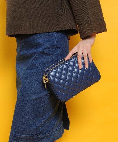 PLAIN CLOTHING（プレーンクロージング）の「スクエアダイヤ柄ステッチショルダーバッグ【PLAIN CLOTHING】（ショルダーバッグ・レディース・ベージュ/ブラック/ネイビー/グレー/ボルドー・FREE）」の15枚目の写真