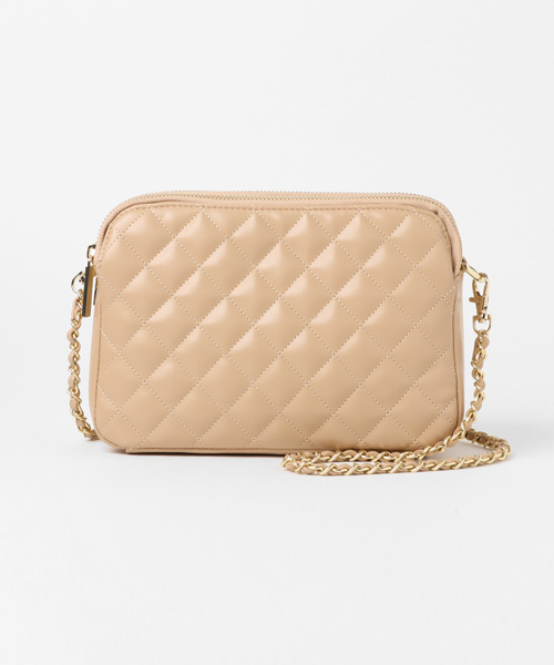 PLAIN CLOTHING（プレーンクロージング）の「スクエアダイヤ柄ステッチショルダーバッグ【PLAIN CLOTHING】（ショルダーバッグ・レディース・ベージュ/ブラック/ネイビー/グレー/ボルドー・FREE）」の4枚目の写真