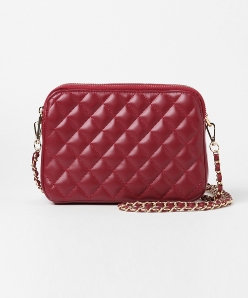 PLAIN CLOTHING（プレーンクロージング）の「スクエアダイヤ柄ステッチショルダーバッグ【PLAIN CLOTHING】（ショルダーバッグ・レディース・ベージュ/ブラック/ネイビー/グレー/ボルドー・FREE）」の5枚目の写真