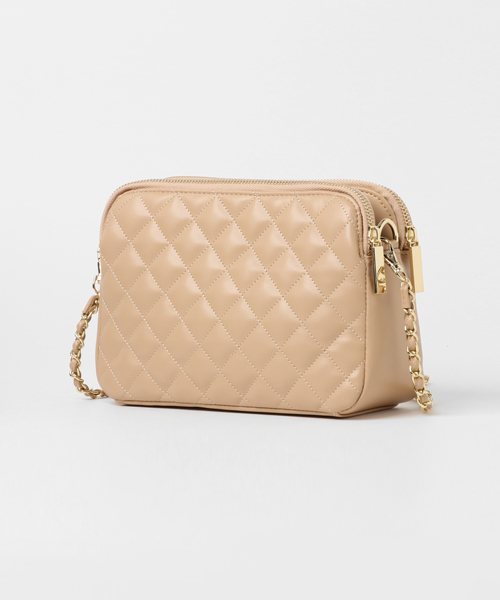 PLAIN CLOTHING（プレーンクロージング）の「スクエアダイヤ柄ステッチショルダーバッグ【PLAIN CLOTHING】（ショルダーバッグ・レディース・ベージュ/ブラック/ネイビー/グレー/ボルドー・FREE）」の6枚目の写真