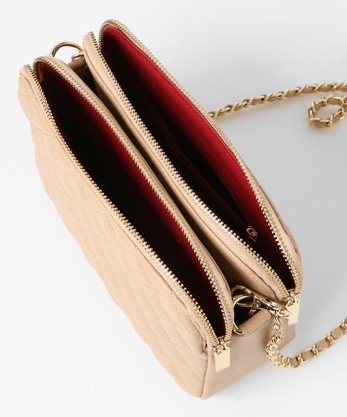 PLAIN CLOTHING（プレーンクロージング）の「スクエアダイヤ柄ステッチショルダーバッグ【PLAIN CLOTHING】（ショルダーバッグ・レディース・ベージュ/ブラック/ネイビー/グレー/ボルドー・FREE）」の10枚目の写真