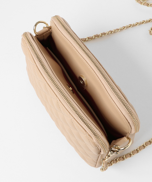 PLAIN CLOTHING（プレーンクロージング）の「スクエアダイヤ柄ステッチショルダーバッグ【PLAIN CLOTHING】（ショルダーバッグ・レディース・ベージュ/ブラック/ネイビー/グレー/ボルドー・FREE）」の11枚目の写真