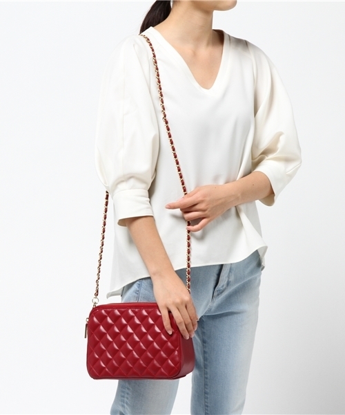 PLAIN CLOTHING（プレーンクロージング）の「スクエアダイヤ柄ステッチショルダーバッグ【PLAIN CLOTHING】（ショルダーバッグ・レディース・ベージュ/ブラック/ネイビー/グレー/ボルドー・FREE）」の12枚目の写真