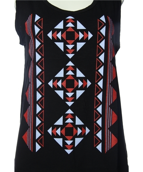 SLY LANG（スライラング）の「ネイティブ柄フリンジタンク（タンクトップ・レディース・オフホワイト/ブラック/ターコイズブルー・FREE）」の7枚目の写真