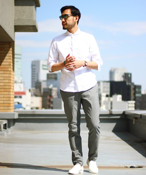 MEN'S BIGI(メンズビギ)の「サッカーストライプ ストレッチ イージーパンツ/COOL MAX(クールマックス)(その他パンツ・メンズ・グレー/ネイビー・S/M/L)」の10枚目の写真