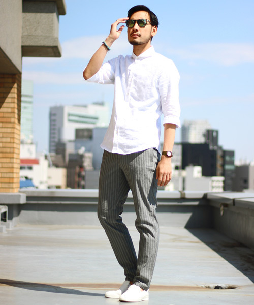 MEN'S BIGI(メンズビギ)の「サッカーストライプ ストレッチ イージーパンツ/COOL MAX(クールマックス)(その他パンツ・メンズ・グレー/ネイビー・S/M/L)」の11枚目の写真