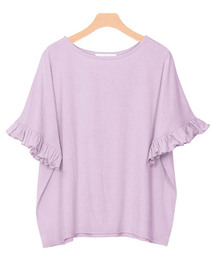 とろみ素材フリルTシャツ