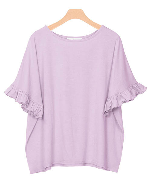 Pierrot（ピエロ）の「とろみ素材フリルTシャツ（Tシャツ/カットソー・レディース・オフホワイト/チャコールグレー/杢グレー/ブルー系その他2/ブルー系その他3/ベビーピンク/ブラウン/ホワイト系その他/ブラック/カーキ/ネイビー/イエロー/オレンジ系その他/ブルー系その他/ライトブルーグレー/ピンク/パープル系その他/ラベンダー/グリーン/オレンジ系その他2/ベージュ系その他/ブルー系その他4・M/L）」の16枚目の写真