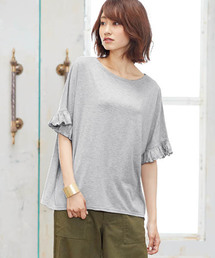 とろみ素材フリルTシャツ