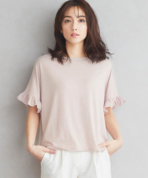 とろみ素材フリルTシャツ
