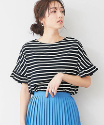 とろみ素材フリルTシャツ