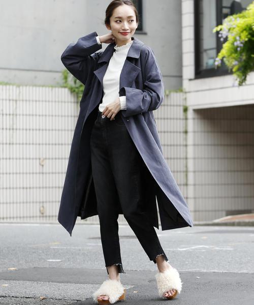 RAY CASSIN（レイカズン）の「裾フレイドテーパードパンツ（デニムパンツ・レディース・ネイビー/ブラック・MEDIUM/SMALL）」の21枚目の写真