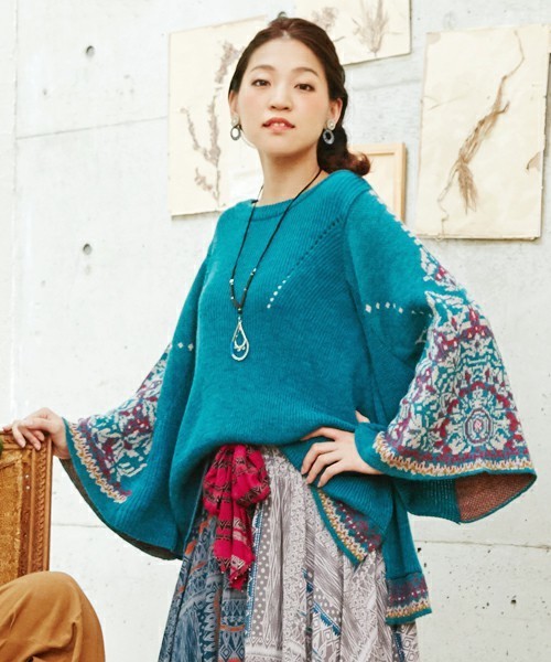 チャイハネ（チャイハネ）の「【チャイハネ】ドロップビーズロングネックレス（ネックレス・レディース・ブラウン/ピンク/ブルー・FREE）」の6枚目の写真