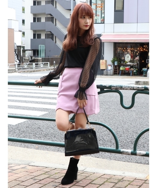 dazzlin（ダズリン）の「ドットチュールブラウス（シャツ/ブラウス・レディース・オフホワイト/ブラック・FREE）」の4枚目の写真