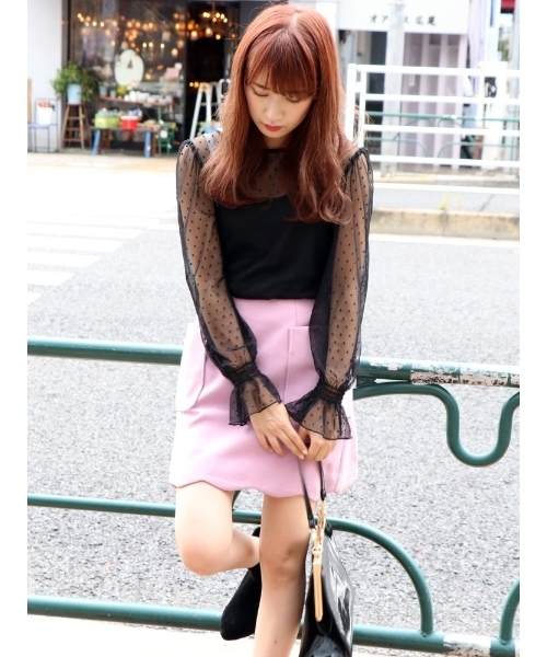 dazzlin（ダズリン）の「ドットチュールブラウス（シャツ/ブラウス・レディース・オフホワイト/ブラック・FREE）」の8枚目の写真