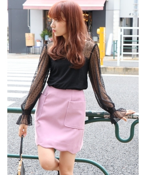 dazzlin（ダズリン）の「ドットチュールブラウス（シャツ/ブラウス・レディース・オフホワイト/ブラック・FREE）」の9枚目の写真