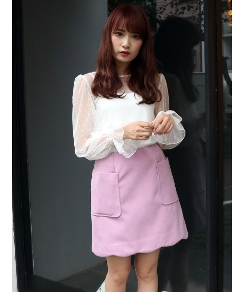 dazzlin（ダズリン）の「ドットチュールブラウス（シャツ/ブラウス・レディース・オフホワイト/ブラック・FREE）」の10枚目の写真