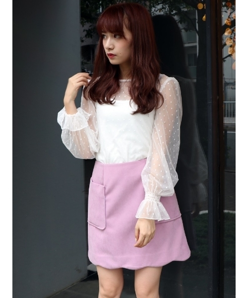 dazzlin（ダズリン）の「ドットチュールブラウス（シャツ/ブラウス・レディース・オフホワイト/ブラック・FREE）」の7枚目の写真